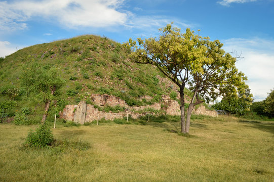 Tree and mountainous landscape by Hierve el agua hot springs near Oaxaca, Mexico