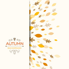 Vector Illustration of a Fall Background Design with Autumnal Leaves