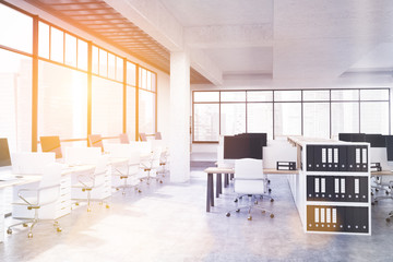 Big office room with modern computers