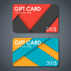 Gift cards in style of material design
