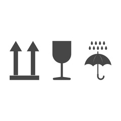 Handling and packing icon, Carton fragile box markings