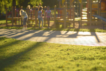 blurred image for background of children's playground,activities at public park