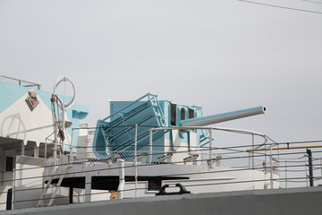 Blue Cannon on Old Ship