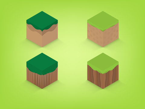 isometric earth with green background