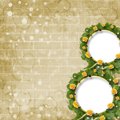 Beautiful greeting card with  bouquet of yellow roses