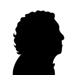 Vector silhouette of old woman.
