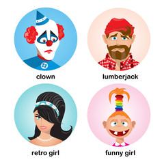 People avatars collection. Flat character design icon set. Vector illustration