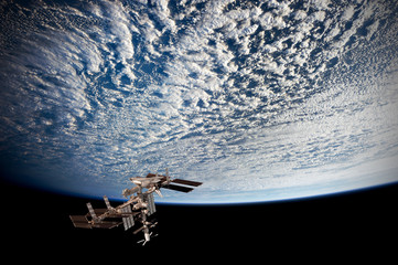 Satellite planet Earth ocean international meteorology telecommunication outer space station iss. Elements of this image furnished by NASA. - 115989303