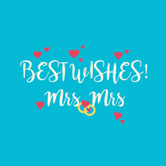 Naklejka premium Cute blue wedding congratulations card for a lesbian couple