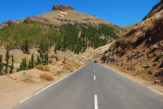Road to volcanic highlands on Canary islands, Spain