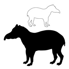 tapir adult black silhouette  set