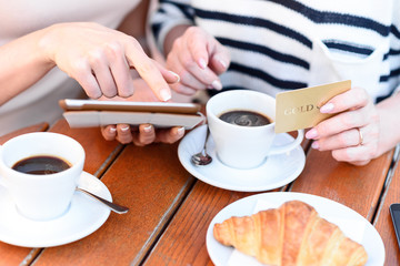 Mother and daughter shopping in online