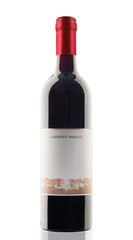 red wine and a bottle isolated over white background