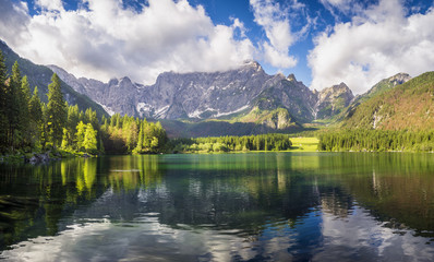Fototapeta na wymiar mountain lake in the Italian Alps