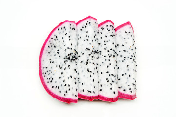 slice of dragon fruit on white background.
