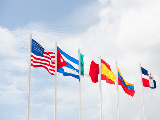 many flags of different countries