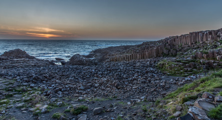 Giant's Causeway in Northern Ireland during sunset
