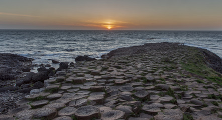 Giant's Causeway in Northern Ireland during sunset