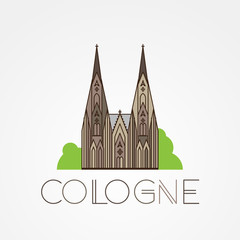 World famous Cologne cathedral. Greatest Landmarks of europe.. Linear vector icon for Koln Germany.