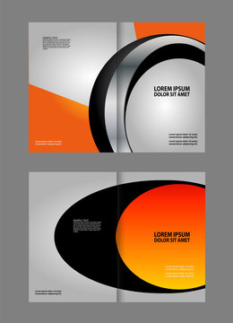 Vector empty brochure template design with black and red elements
