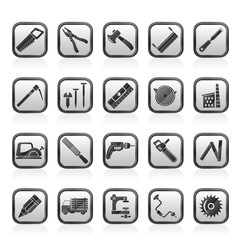 Carpentry, logging and woodworking icons - vector icon set