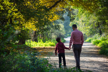Father and Son autumn walk