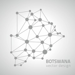 Botswana polygonal dot grey vector map