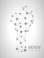 Fototapeta na wymiar Benin dot vector outline silver and grey map