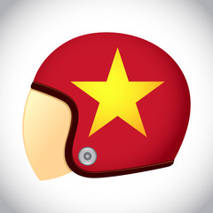 Retro Motorcycle Helmet With Flag of Vietnam