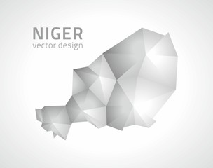 Niger vector polygonal grey perspective map