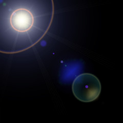 Realistic lens flares star lights on transparent background Vector illustration 