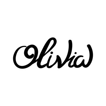 Female name - Olivia. Hand drawn lettering.
