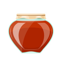 Image of a glass jar with a dark honey and the paper cover. Cart