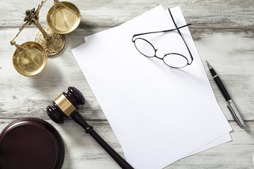 Justice concept with blank paper