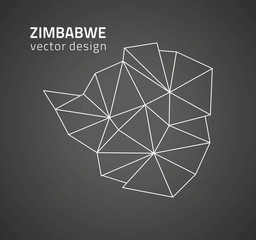 Zimbabwe dark and black triangle perspective vector map