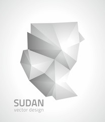 Sudan vector polygonal triangle grey map of Africa