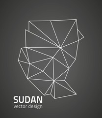 Sudan vector poylgonal contour vector map