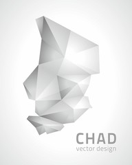 Chad polygonal grey and silver triangle map