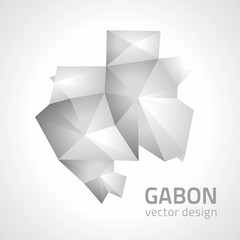 Gabon grey vector polygonal map of Africa