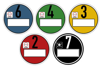 Feinstaub- / Umweltplakettensammlung für Web