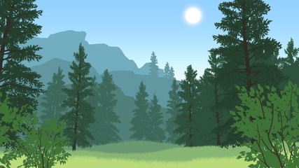 Fototapeta premium forest landscape illustration