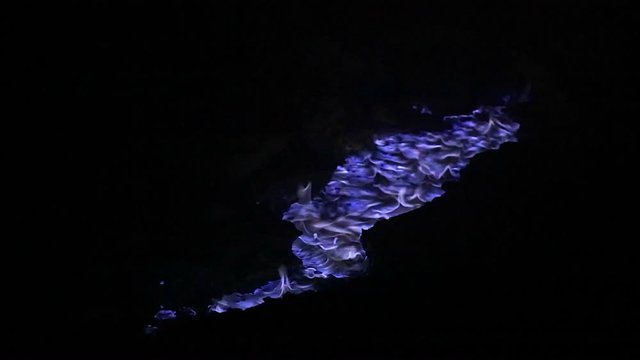 Blue sulfur flames, Kawah Ijen volcano, East Java, Indonesia