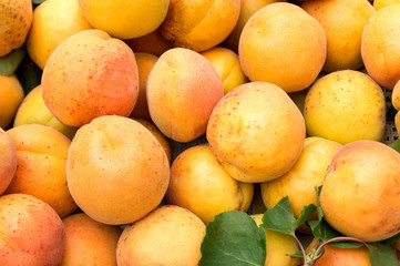 Apricot on the counter market as a background