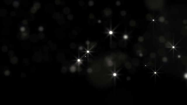 White glowing star particle in random direction  3D render abstract background  animation motion graphic with copy space on black background