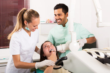 Dentist doing digital xray