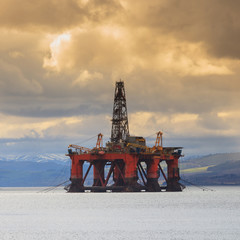Semi Submersible Oil Rig at Cromarty Firth in Invergordon, Scotland