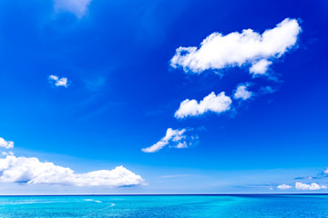Fototapeta na wymiar Sea, sky, clouds, landscape. Okinawa, Japan, Asia. 