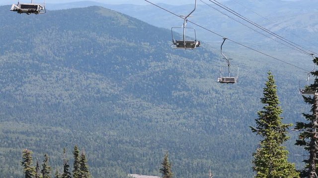 Chairlift, scenic view from high mountain, summer landscape