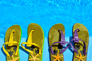 Flip-flops on the swimming pool.