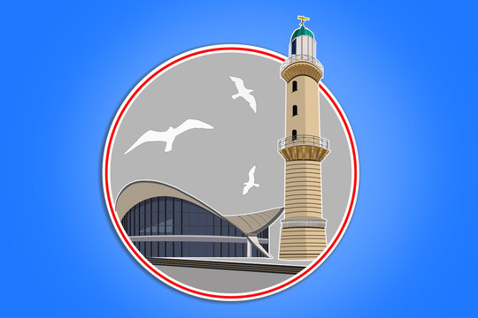 Icon Teepott und Leuchtturm in Warnem&uuml;nde Rostock